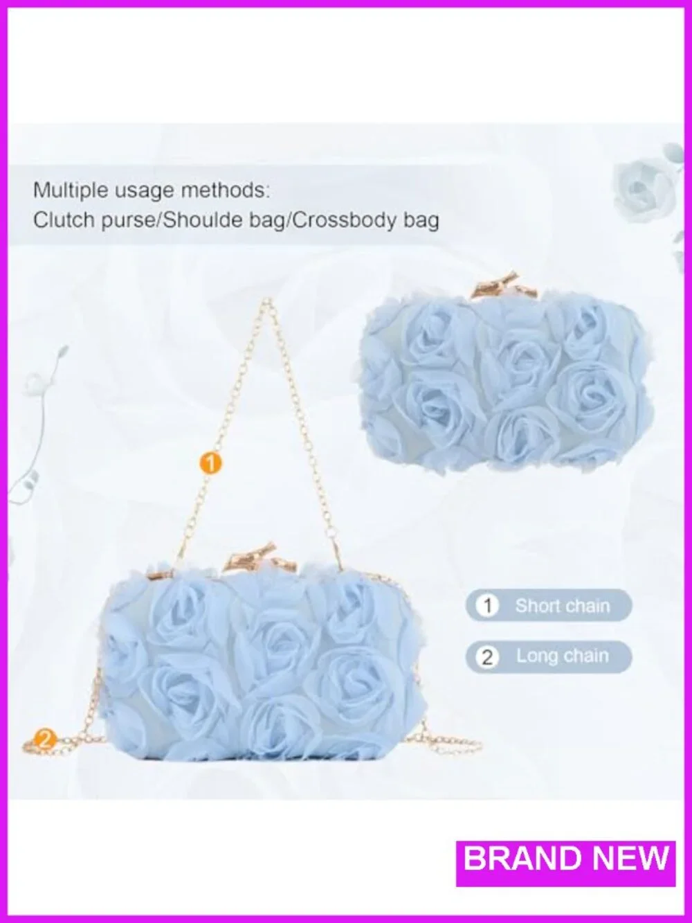 Women's Floral Lace Evening Clutch with Chain for Weddings & Parties